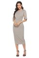 Elegant Sheath Scoop Short Sleeve Grey OL Office Lady Interview Formal Casual Women Dress