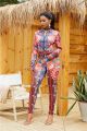 Fashion Long Sleeve Printed Club Two Piece Women Suit