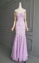 Gorgeous Sweetheart Mermaid Long Lilac Tulle Rhinestones Beaded Prom Party Dress With Straps