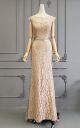 Graceful Mermaid Long Dusty Rose Lace Beaded Special Occasion Mother Dress With Cap Sleeves