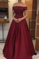 Lovely Beaded Ball Gown Party Quinceanera Dress Off The Shoulder Burgundy Lace