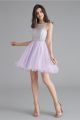 Lovely Short Mini A Line Lilac Tulle Prom Cocktail Dress With Rhinestones
