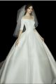Princess Ball Gown Off The Shoulder Half Sleeve White Taffeta Wedding Dress 