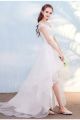 Princess High Low Off The Shoulder Corset Beaded Lace Layered Organza Destination Wedding Dress 