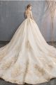 Princess Ball Gown Off The Shoulder Corset Crystal Beaded Champagne Lace Tulle Wedding Dress