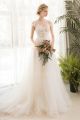 Beautiful A Line Illusion Neckline Cap Sleeve Sheer Back Wedding Dress With Lace