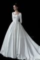 Princess Ball Gown Square Neckline Long Sleeves Sheer Back Wedding Dress With Appliques
