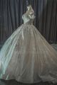 Princess Ball Gown Off The Shoulder Corset Crystal Beaded Light Gold Lace Tulle Wedding Dress