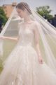 Princess A Line Illusion Neckline Low Back Cap Sleeve Pearl Beaded Lace Tulle Wedding Dress