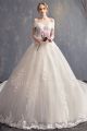 Ball Gown Off The Shoulder Corset Crystal Beaded Lace Tulle Wedding Dress 