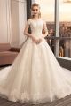 A Line Off The Shoulder Corset Crystal Beaded Lace Tulle Wedding Dress