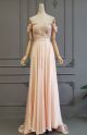 Princess A Line Off The Shoulder Pink Silk Lace Beaded Prom Evening Dress With Slit