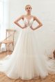 Princess Floral Beaded A Line Wedding Dress Illusion Neckline Spaghetti Straps Corset Low Back