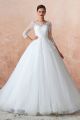 Princess Tulle Lace Wedding Dress With 3 4 Sleeves High Neck