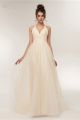 New Arrival A Line Sweetheart Criss Cross Back Champagne Tulle Prom Dress 