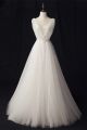 New Arrival A Line V Neck Beaded Lace White Tulle Wedding Dress