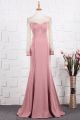 See Through Long Mermaid Beaded Pink Prom Evening Dress With Long Sleeves