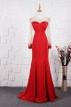 See Through Long Mermaid Beaded Red Prom Evening Dress With Long Sleeves