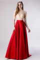Sexy Long A Line Red Beaded Prom Evening Dress With Mock Neck Short Sleeves