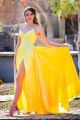 Sexy Long A Line Yellow Prom Evening Dress V Neck Side Slit With Straps