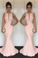 Sexy Pink Mermaid Prom Party Dress Scoop Open Back