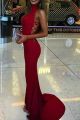 Sexy Red Mermaid Prom Evening Dress High Neck Criss Cross Straps