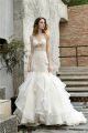 Sexy See Through Long Mermaid Lace Beaded Wedding Dress Bridal Gown V Neck Organza Ruffles