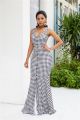 Sexy V Neck Cut Out Maxi Dotted Woman Clothing Mermaid Party Evening Dress With Waist-tie