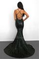 Sparkly Long Mermaid Dark Green Sequined Prom Evening Dress With Cross Straps Back