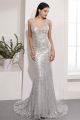 Sparkly Sequined Mermaid Prom Party Dress V Neck Cross Straps Back