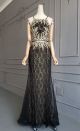 Special Two Pieces Square Neckline Cross Straps Black Lace Beaded Prom Evening Dress With Appliques