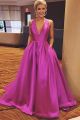 Stunning Long Ball Gown Hot Pink Prom Party Dress With Bow