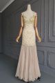 Stunning Mermaid Long Champagne Tulle Crystal Beaded Prom Evening Dress With Straps
