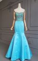 Stunning Strapless Mermaid Long Blue Crystal Beaded Prom Party Dress