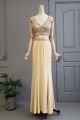 Stunning Two Pieces Long Champagne Jersey Beaded Prom Evening Dress V Neck Low Back