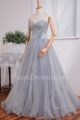 Gorgeous A Line Sweetheart Pleated Silver Tulle Prom Evening Dress With Flowers
