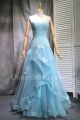 Mermaid Sweetheart Corset Layered Blue Tulle Lace Prom Evening Dress With Appliques