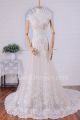 Chic Mermaid V Neck Cap Sleeve Low Back Crystal Beaded Lace Wedding Dress With Bow