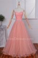 Charming A Line Sweetheart Corset Pleated Coral Tulle Prom Evening Dress With Crystals