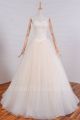 Chic Ball Gown Sweetheart Corset Beaded Lace Light Peach Tulle Prom Evening Dress 