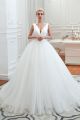 Vintage White Tulle Ball Gown Wedding Dress V Neck Corset