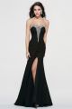 Sexy Mermaid Sweetheart High Slit Cutouts Back Crystal Beaded Black Chiffon Pleated Evening Prom Dress