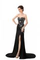 Amazing Sweetheart High Slit crystal Beaded Black Prom Evening Dress 